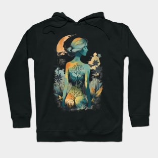 Vintage Nature Muse. Female body. Hoodie